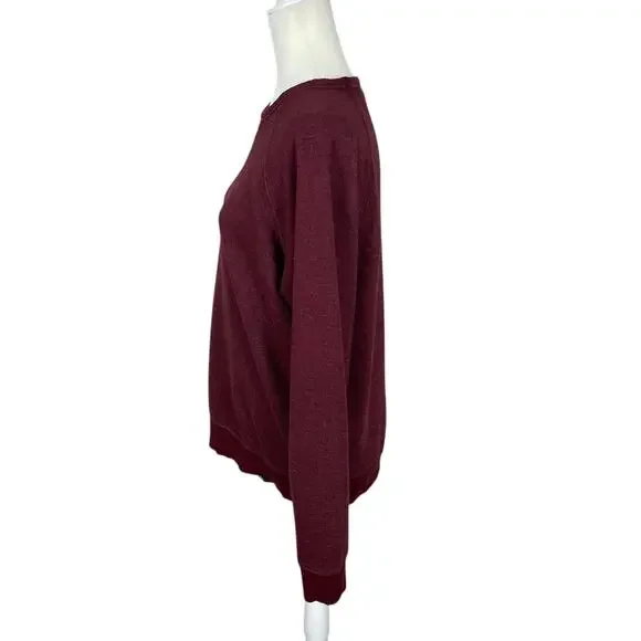 Pact Organic Raglan Crewneck French Terry Sweatshirt Maroon Men's Sz Med Classic - Picture 4 of 10